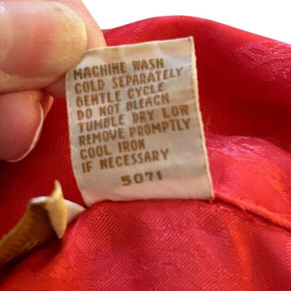Vintage 90s Victoria’s Secret Red/Coral Satin Jacquard Shirt Dress M/L Rare Find - Picture 6 of 6